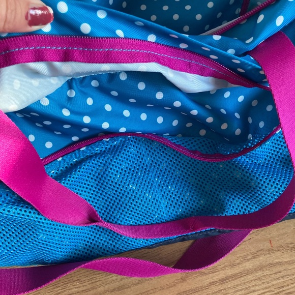 UA Under Armour Blue/White Polka Dots Logo Duffle Bag With Flaws See Pics - Picture 2 of 8